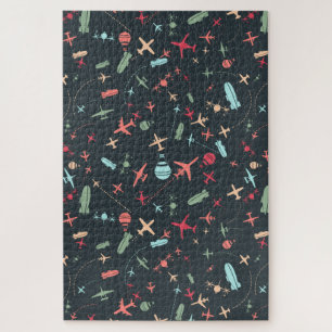 Puzzle Avion noir et Motif de l'aviation