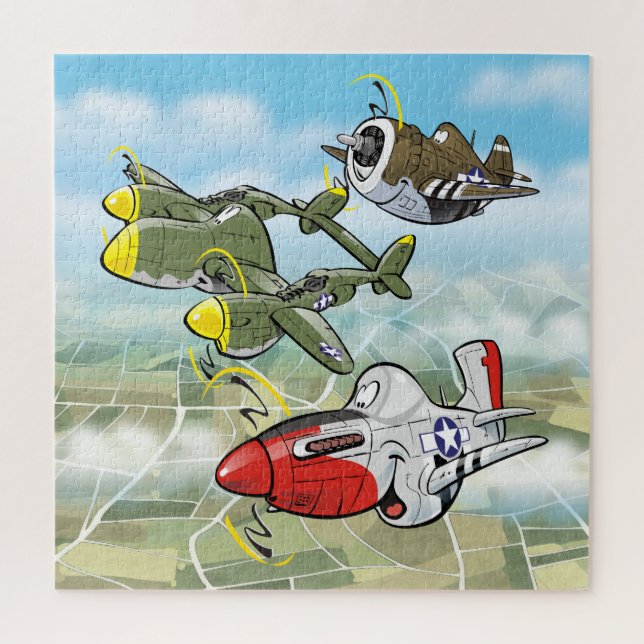 Puzzle Avions de chasse 2ÈME GUERRE MONDIALE P-51, P-47,  (Vertical)