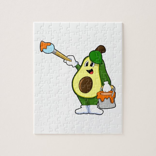 Puzzle Avocado en peintre avec pinceau (Vertical)