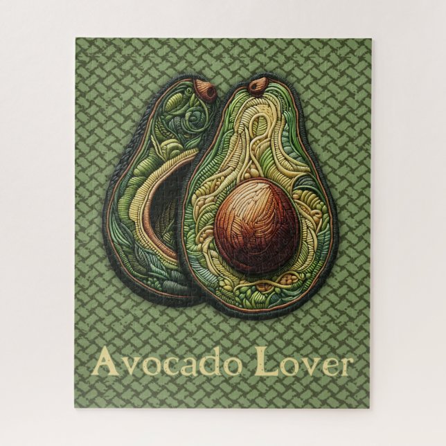 Puzzle Avocado Lover Faux brodé (Vertical)