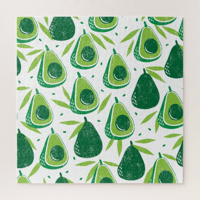 Puzzle Avocado, timbre texturé, motif transparent. (Vertical)