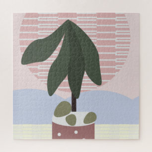 Puzzle Avocado Tree Blush Muet Géométrique Rose