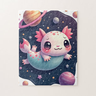 Puzzle Axolotl Galactique Kawaii Autocollant Espace Cosmi