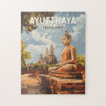 Puzzle Ayutthaya Thaïlande Travel Art Vintage<br><div class="desc">Conception de déplacement vectoriel rétro Ayutthaya. Les ruines de la vieille ville forment aujourd'hui le Parc Historique d'Ayutthaya,  un site archéologique qui abrite des palais,  des temples bouddhistes,  des monastères et des statues.</div>