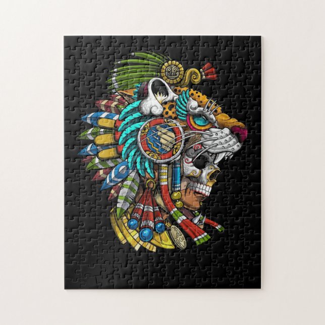 Puzzle Aztec Skull Jaguar Warrior Mask Ancient Mayan (Vertical)
