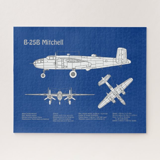 Puzzle B-25B Mitchell Doolittle - Plan d'avion ABD (Horizontal)