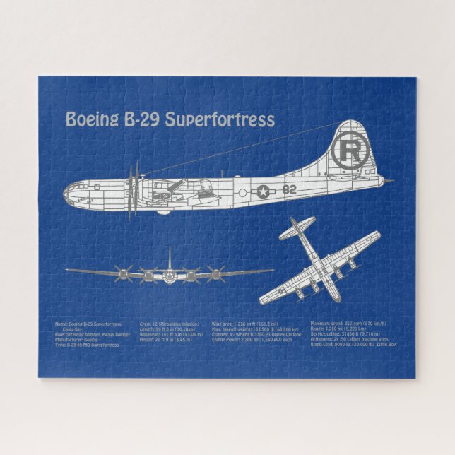 Puzzle B-29 Superforteresse - Plan directeur de l'avion A (Horizontal)