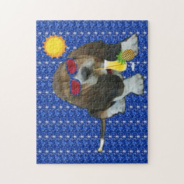 Puzzle Baby Basset Hound Heure d'été (Vertical)