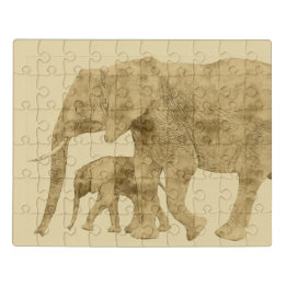 Puzzle Baby Elephant avec c'est Mère