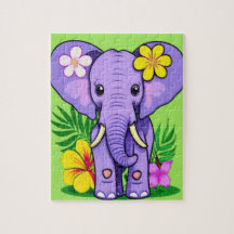 Baby éléphant avec fleurs tropicales