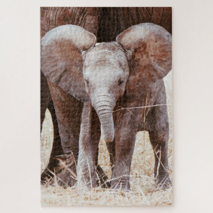 Puzzle Baby Elephant Cute African Elephant with Mom