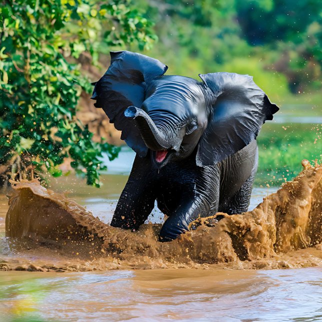 Puzzle Baby Elephant Jouer dans la boue (Créateur téléchargé)