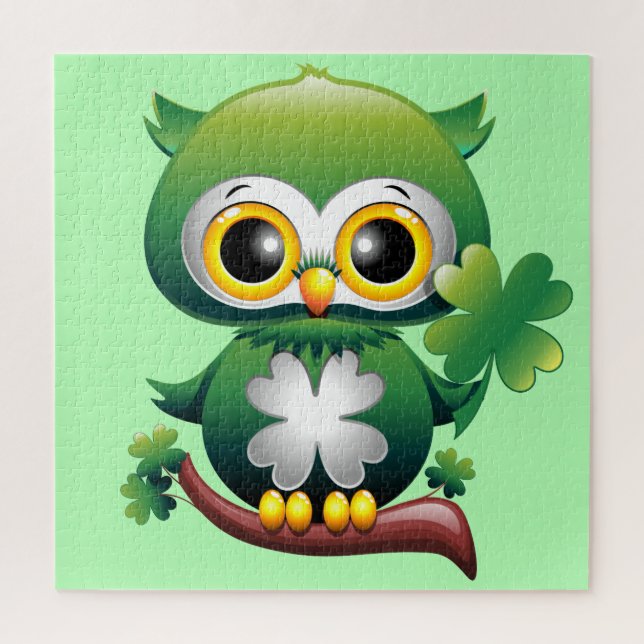 Puzzle Baby Owl St Patrick Paddy Cartoon (Vertical)