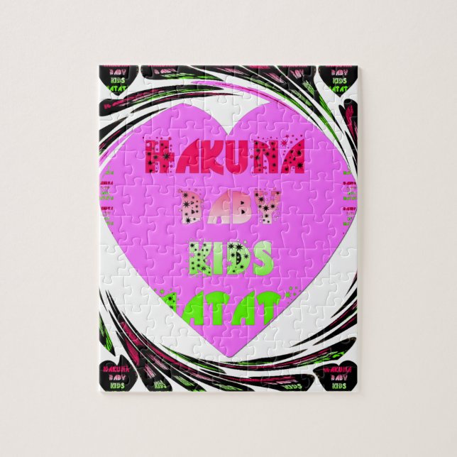 Puzzle Baby Pink Hearts Hakuna Matata Baby Kids Design.p (Vertical)