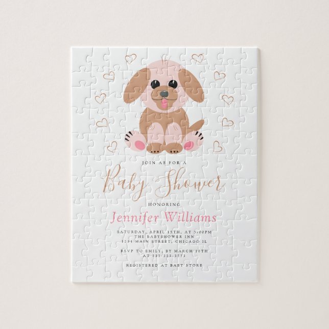 Puzzle Baby shower personnalisé mignon simple (Vertical)