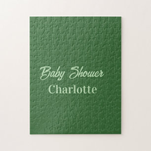 Puzzle Baby shower vert forêt pastel nom simpleminimal