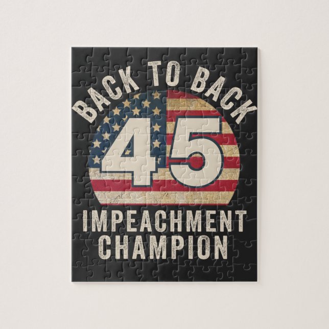 Puzzle Back to Back Impeachment Champ American Flag Vinta (Vertical)
