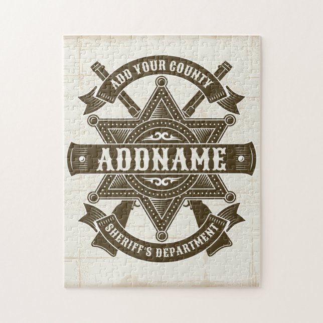 Puzzle Badge de Rifles Adjoint Old West Sheriff Personnal (Vertical)