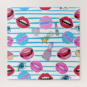 Puzzle Badges de patchs de dessin animé : pop art.