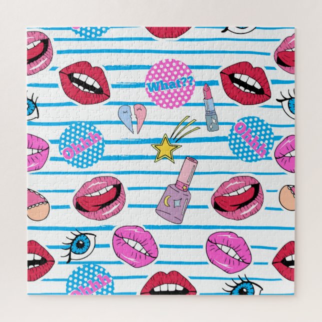 Puzzle Badges de patchs de dessin animé : pop art. (Vertical)