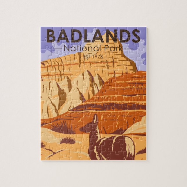 Puzzle Badlands National Park South Dakota Vintage (Vertical)