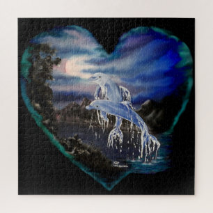 Puzzle Baie à la nuit, Amour Dauphin