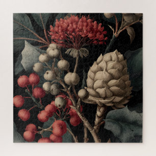 Puzzle Baies rouges et capsules de graines exotiques sur