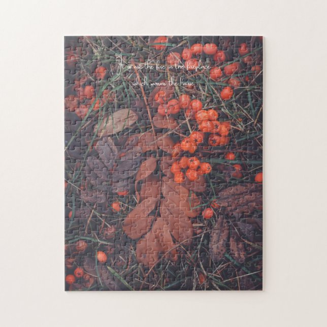 Puzzle Baies rouges et feuilles d'automne brunes (Vertical)