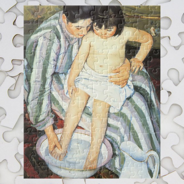 Puzzle Bain d'enfant par Mary Cassatt Impressionnisme Vin (Créateur téléchargé)