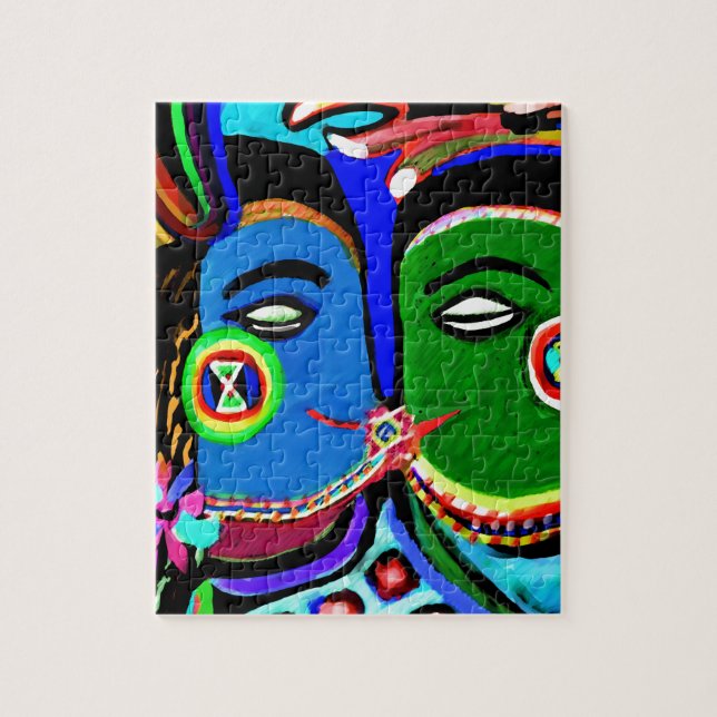 Puzzle Baiser passionné - style vintage d'art de caverne (Vertical)