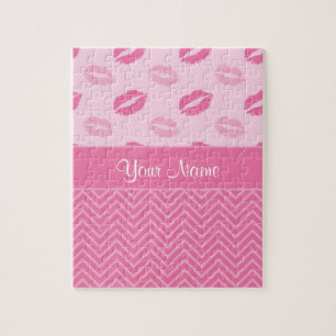 Puzzle Baisers et zigzags rose et blanc