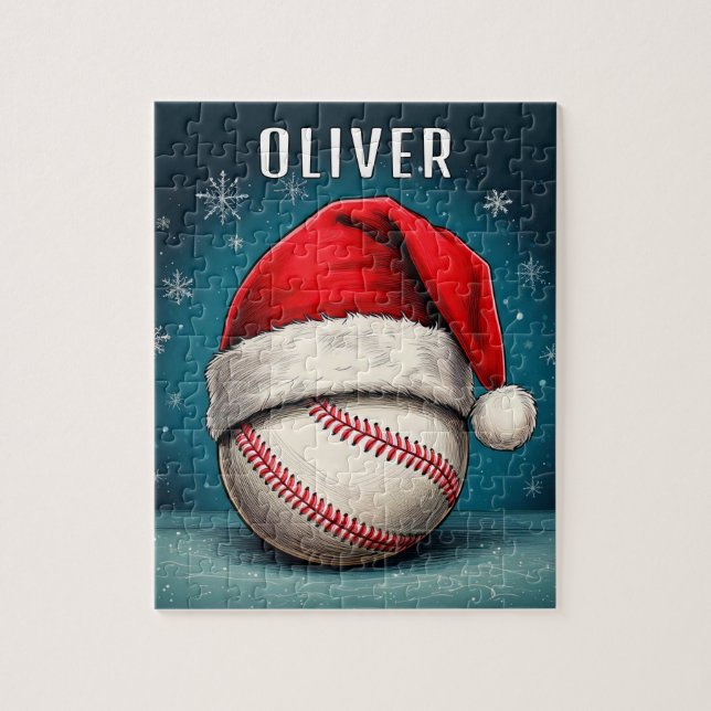 Puzzle Bal de baseball avec Santa Hat Snowflakes (Vertical)