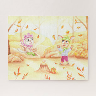 Puzzle Balade en automne dans la forêt