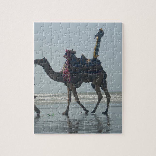 Puzzle Balade en chameau tribal : Sables et mer à la maré (Vertical)
