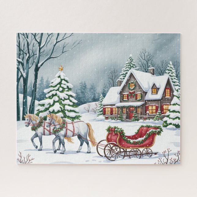 Puzzle Balade hivernale en traîneau (Horizontal)