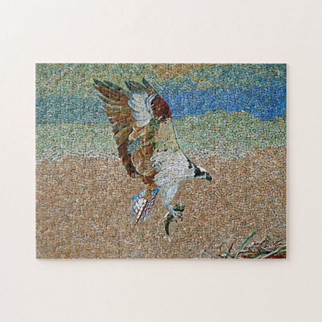 Puzzle Balbuzard pêcheur avec Motif de mosaïque de poisso (Horizontal)