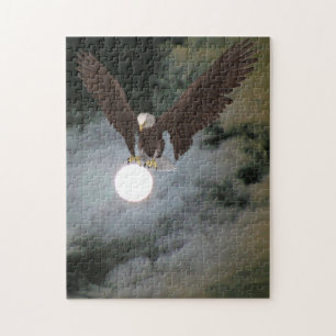 Puzzle Bald Eagle Pleine lune Ciel de nuit Imaginaire Art