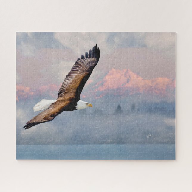 Puzzle Bald Eagle sur les Mtns Olympiques Beaux Art Photo (Horizontal)