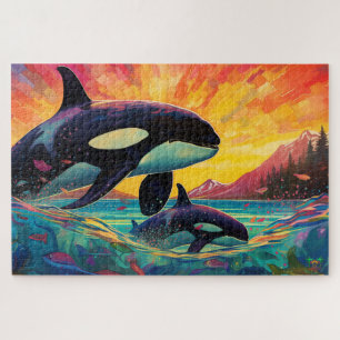 Puzzle 🐙 baleine d'un temps : Orca Mère & Calf
