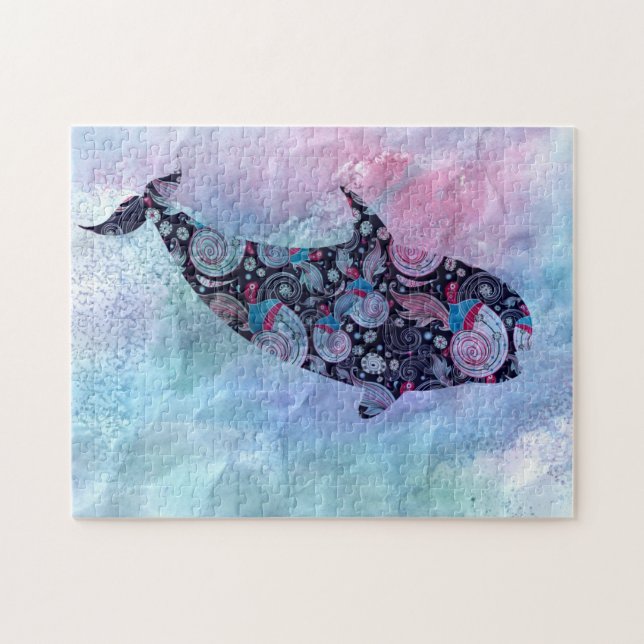 Puzzle Baleine ornementale de silhouette (Horizontal)