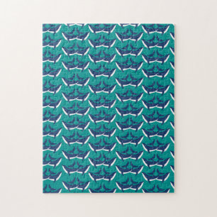 Puzzle Baleines Bleues Blanches Animal Marin Vert Océan M