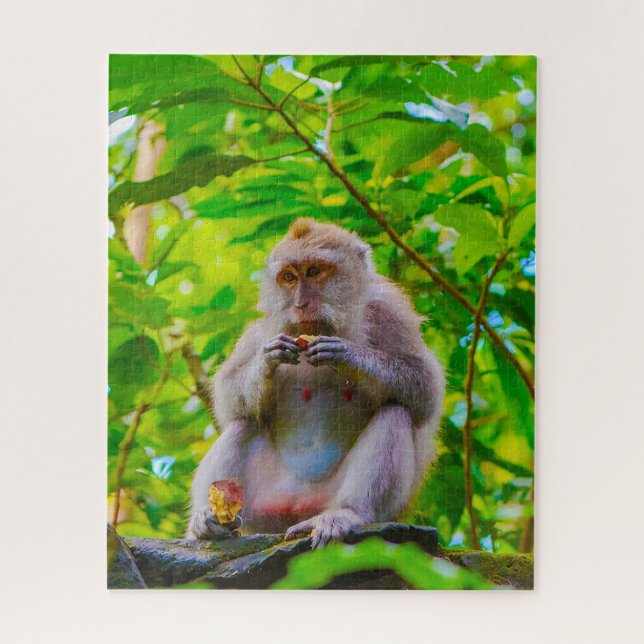Puzzle Balinese long tailed Macaques. (Vertical)