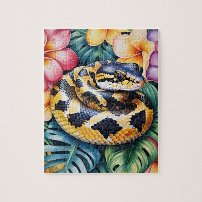Puzzle Ball Python Snake Family Pet Portrait (Vertical)