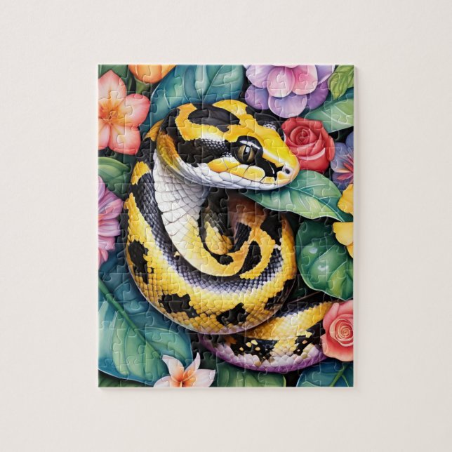 Puzzle Ball Python Snake Family Pet Portrait (Vertical)