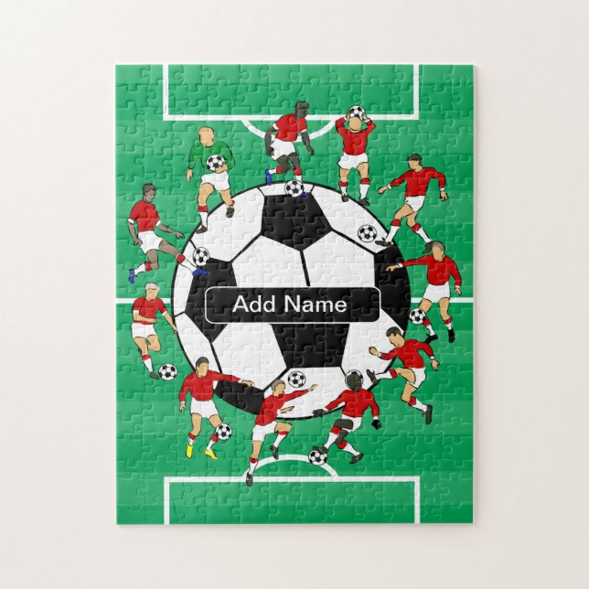 Puzzle Balle de football personnalisée et joueurs (Vertical)