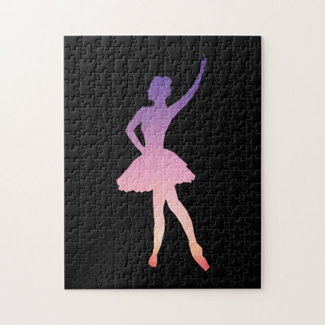 Puzzle Ballerina fille silhouette rose violet (Vertical)