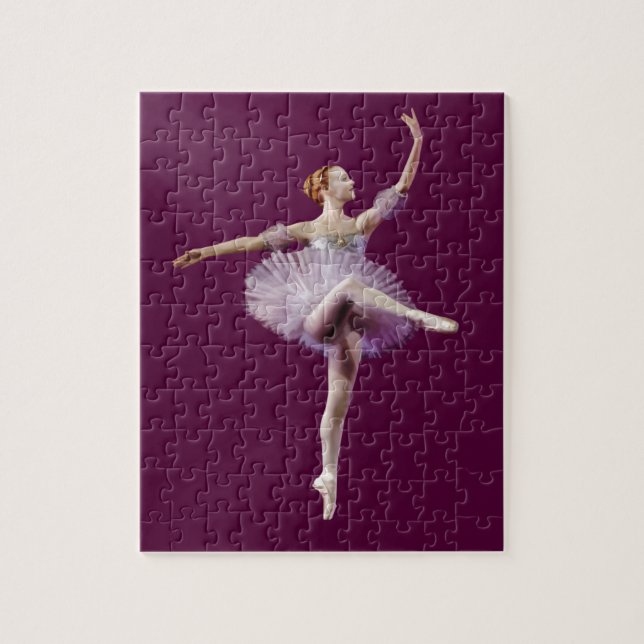 Puzzle Ballerine dans personnalisable pourpre et blanc (Vertical)
