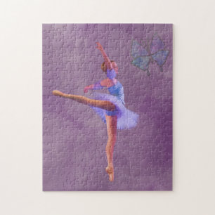 Puzzle Ballerine en position d'arabesque dans pourpre et