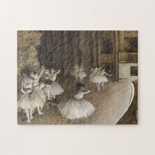 Puzzle Ballet Rehearsal On Stage by Edgar Degas