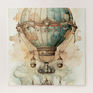 Puzzle Ballon à air chaud bleu vapeur vintage (2)